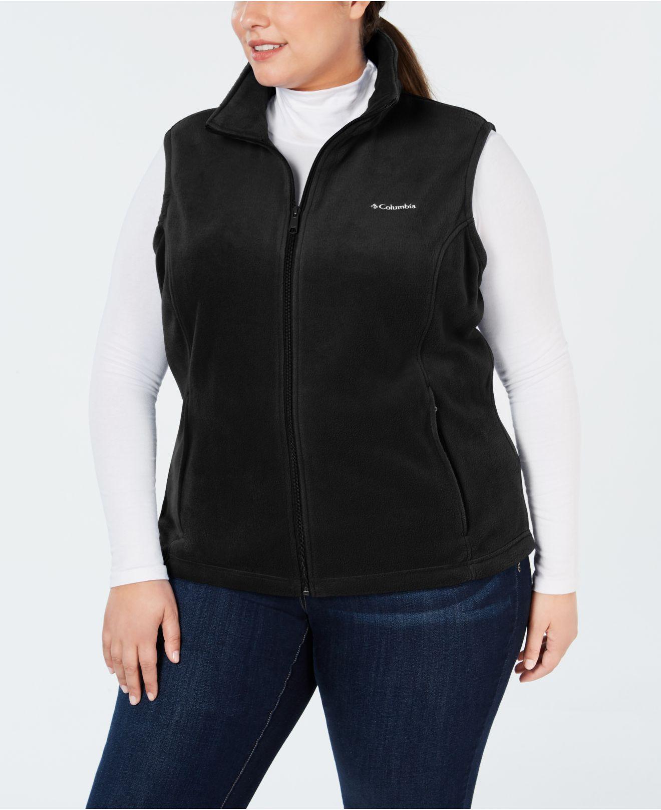 Columbia Plus Size Benton Springs Fleece Vest in Deep Black (Black