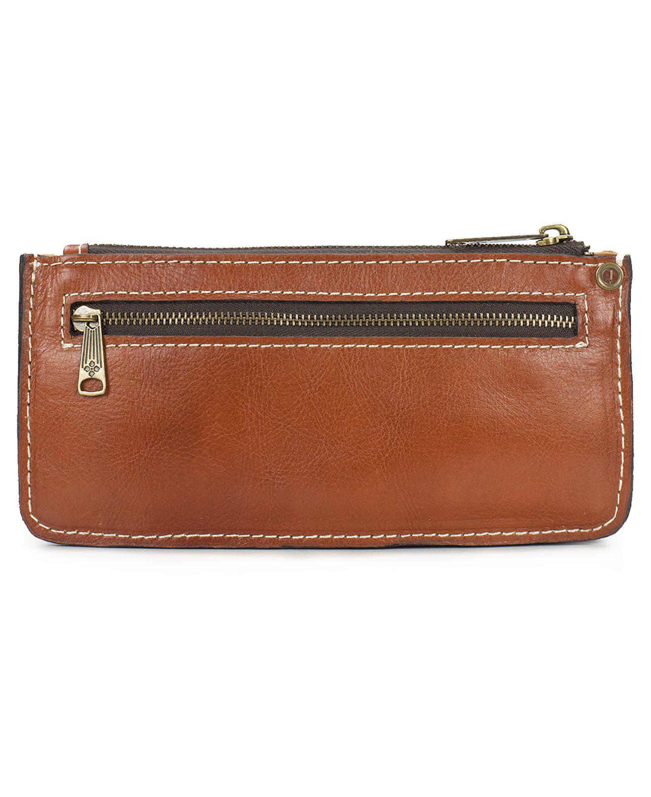Patricia Nash Heritage Ziptop Organizer Small Crossbody Wallet in Tan