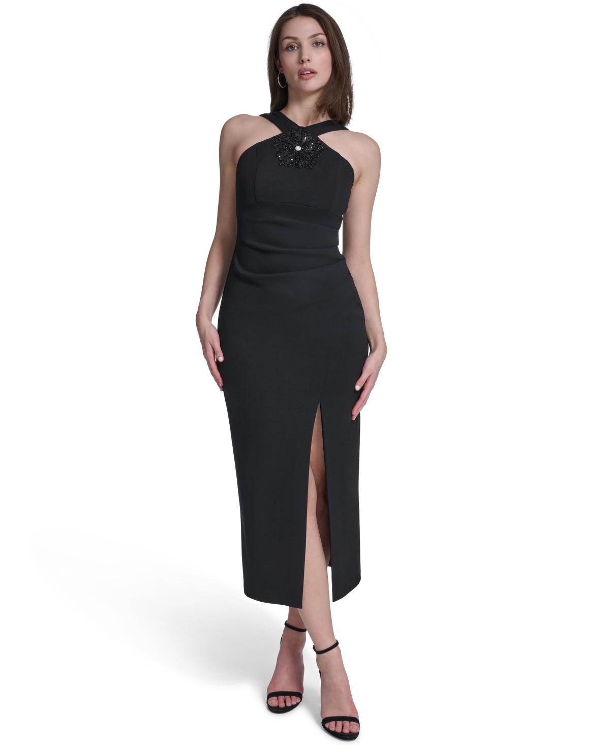 eliza j one shoulder black dress Eliza J Women's One-Shoulder Ruched Gown - Black