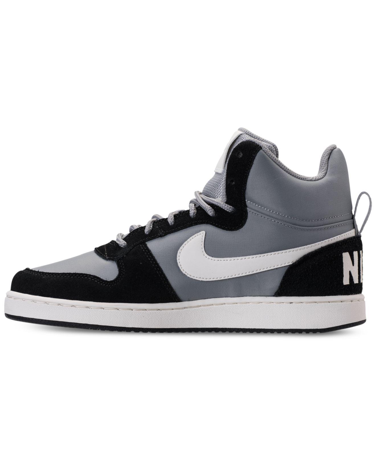 Nike Leather Men's Court Borough Mid Premium Casual Sneakers From Finish Line in Black for Men