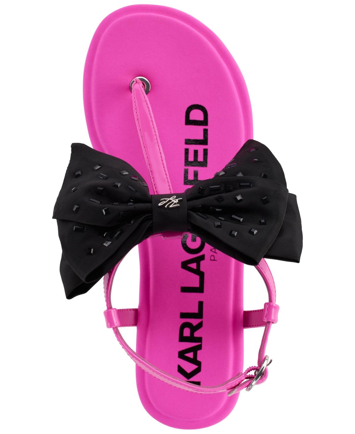 KARL LAGERFELD Women's Cristi Bow Slide Sandals - Cushioned Insole Flat Sandals - View #6