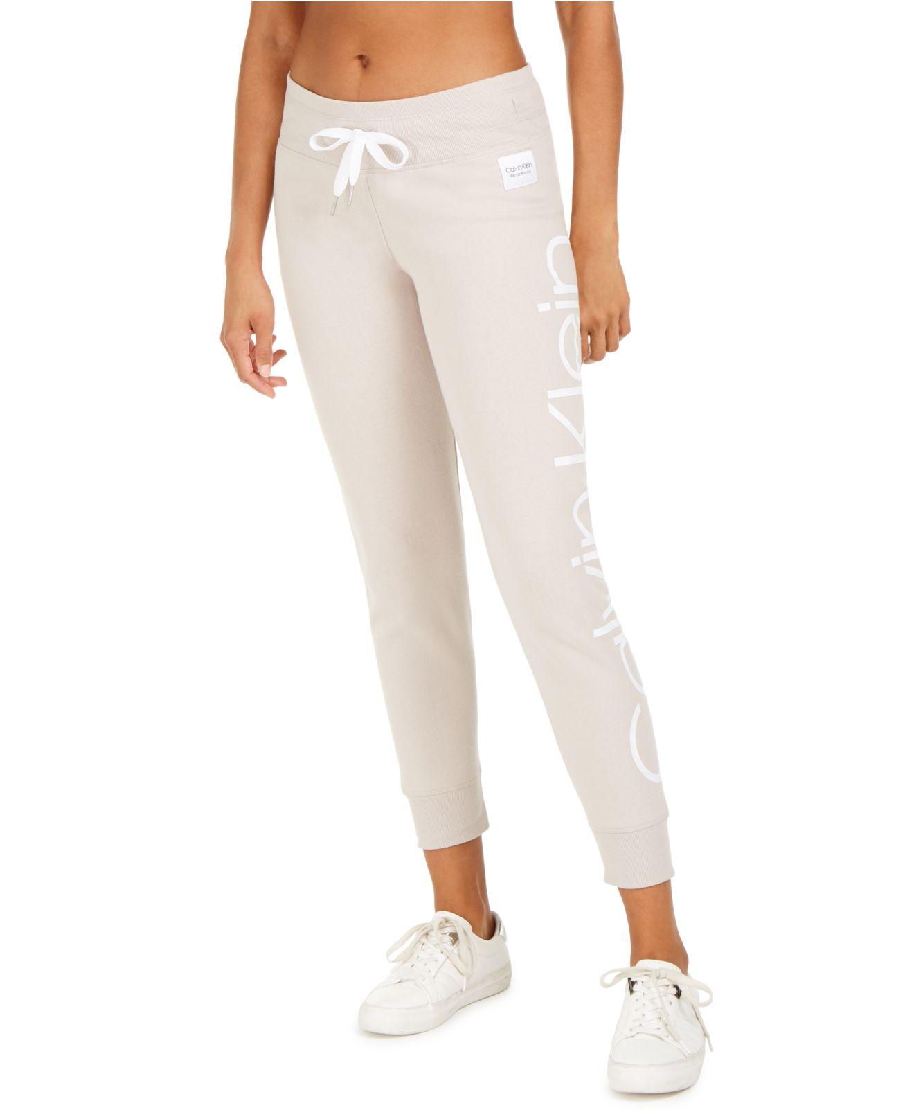 Calvin Klein Performance Logo Joggers in Natural | Lyst