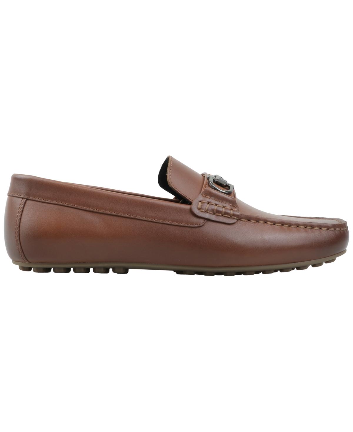 Alfani Ludlow Brown Croc Slip Ons Alfani Jennerr Genuine Leather Bit Slip On Loafers in Brown  main image 3
