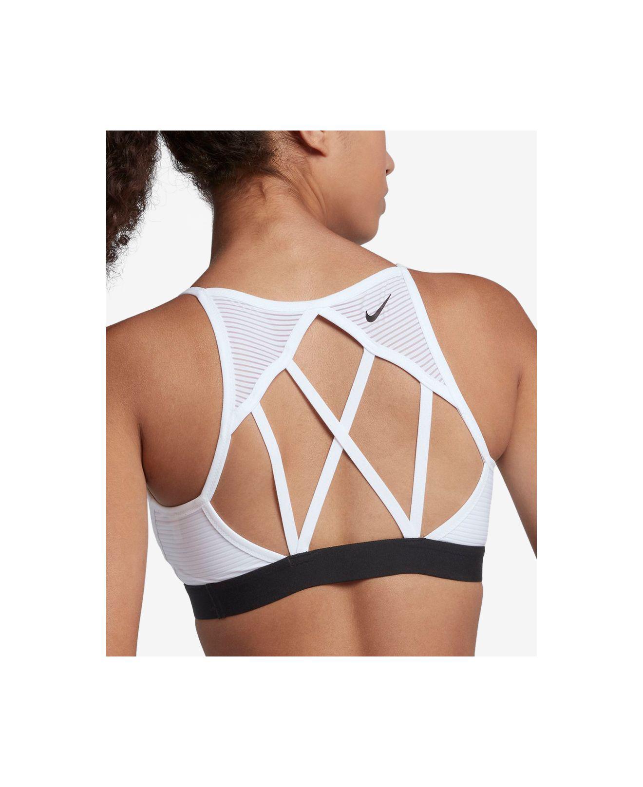 white strappy back sports bra