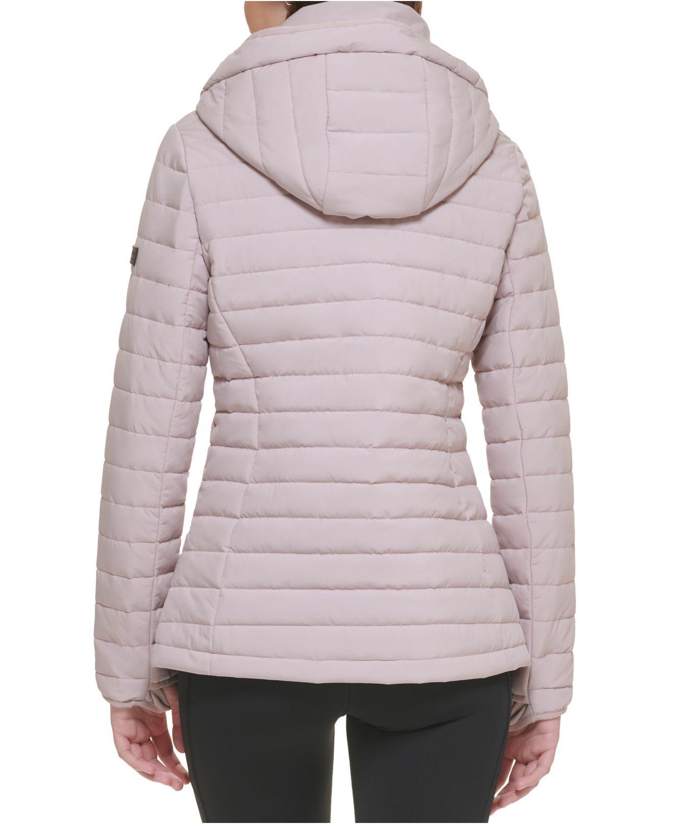 Calvin Klein Packable Quilted Puffer Jacket With Removable Hood in Gray |  Lyst