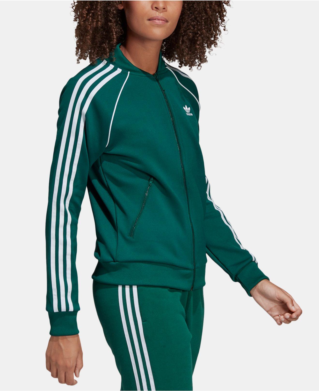 adidas Satin Sst Collegiate Green Womens Track Jacket | Lyst