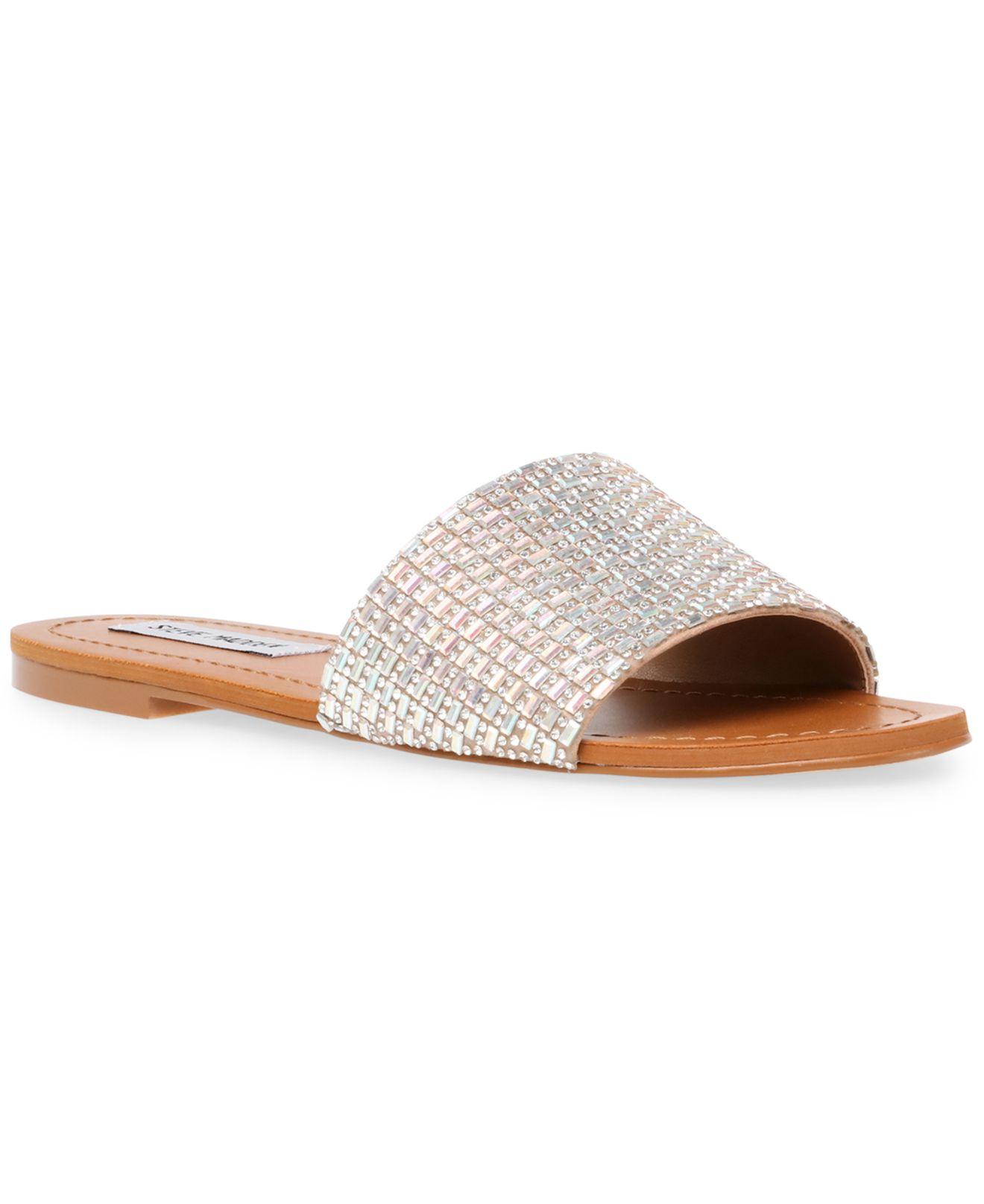 Steve Madden Roles Rhinestone Slide Sandals | Lyst