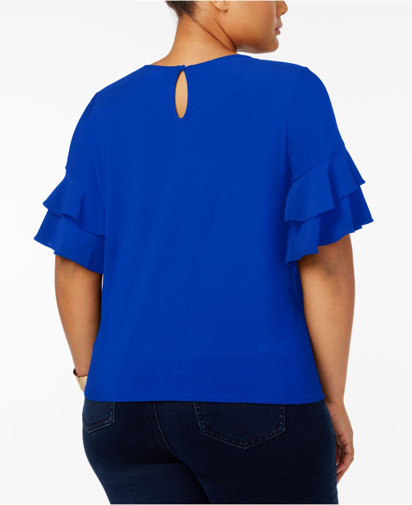 plus size ruffle sleeve top