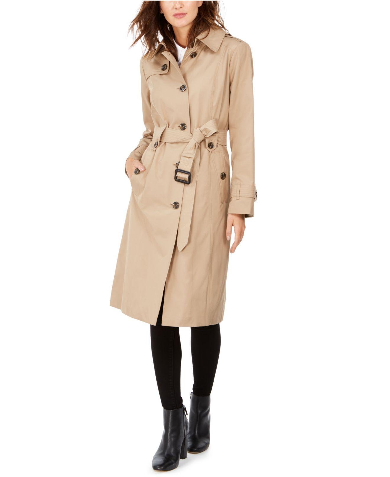 London Fog Synthetic Hooded Maxi Trench Coat in British Khaki (Natural ...