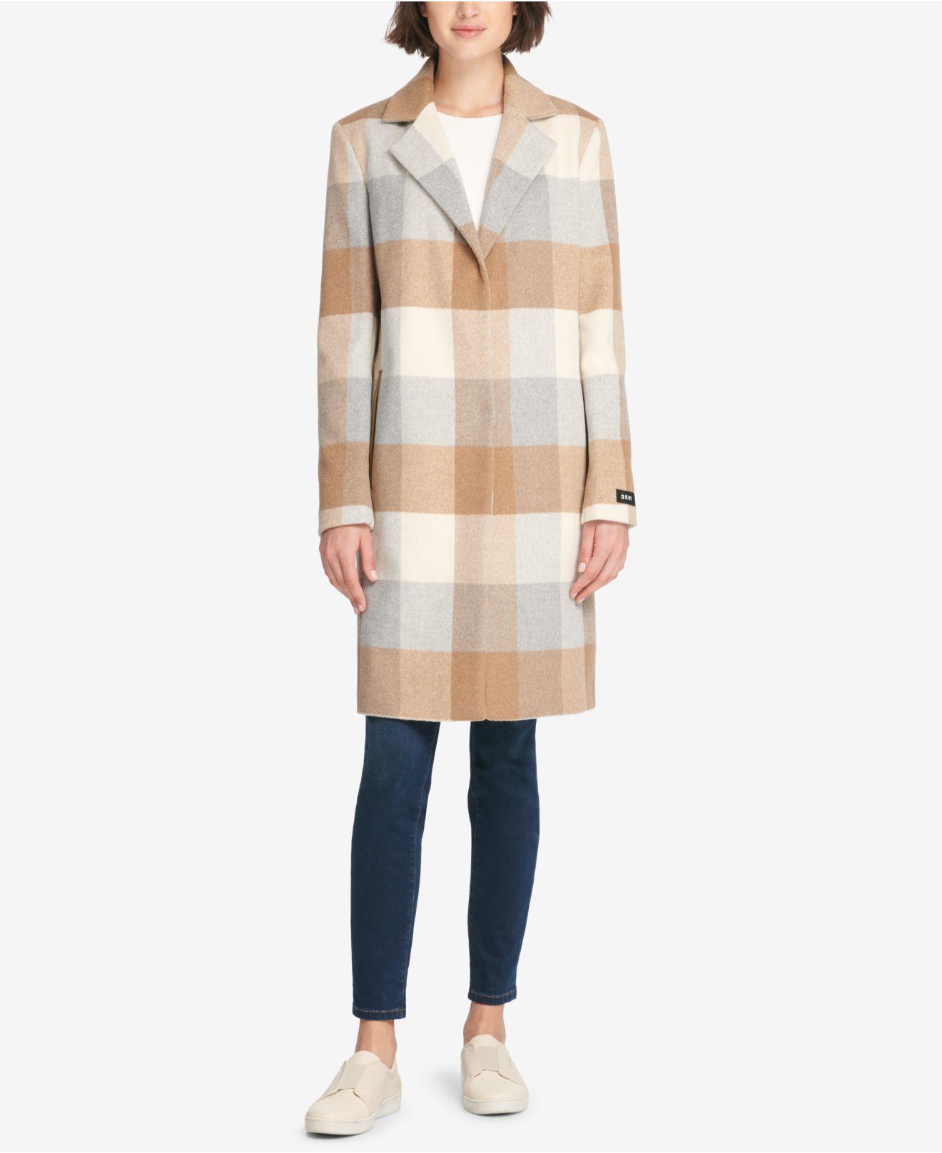 dkny single breasted walker coat