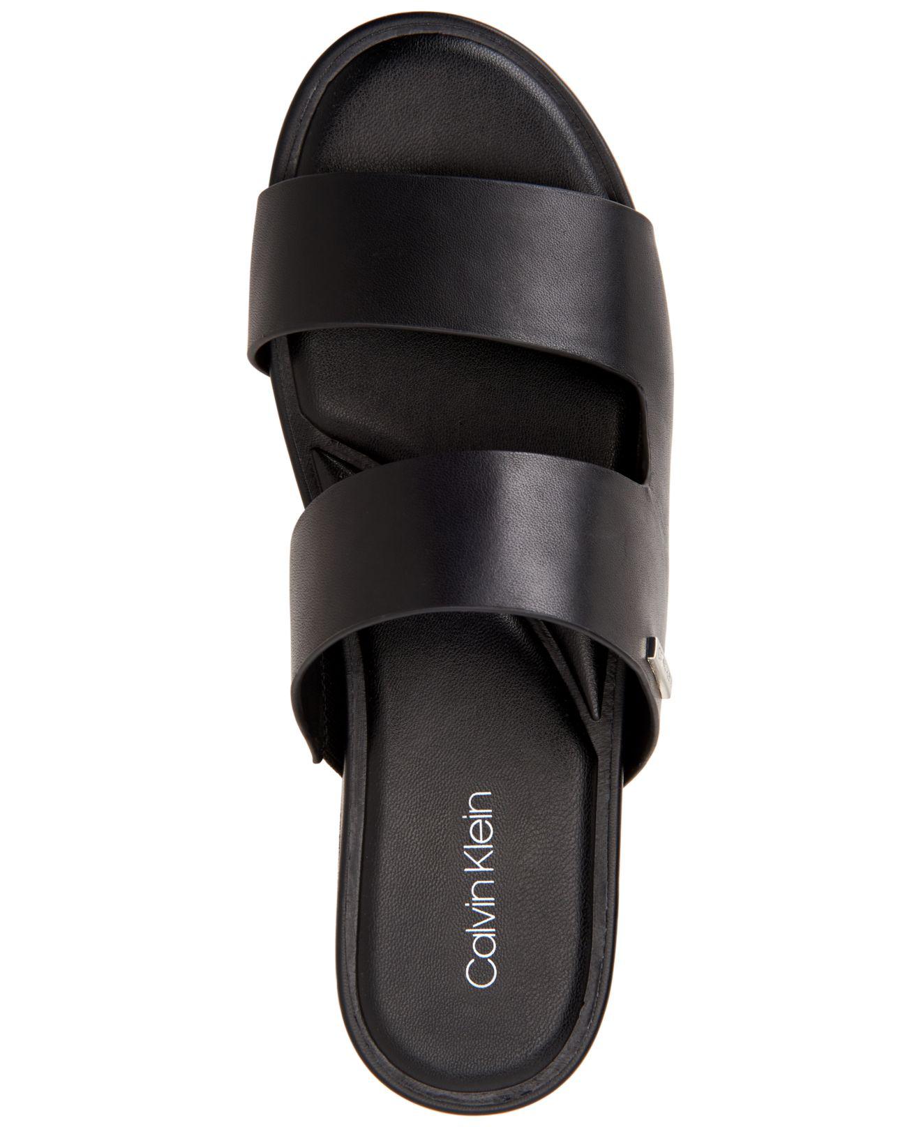 Calvin Klein Leather Diona Flat Sandals 