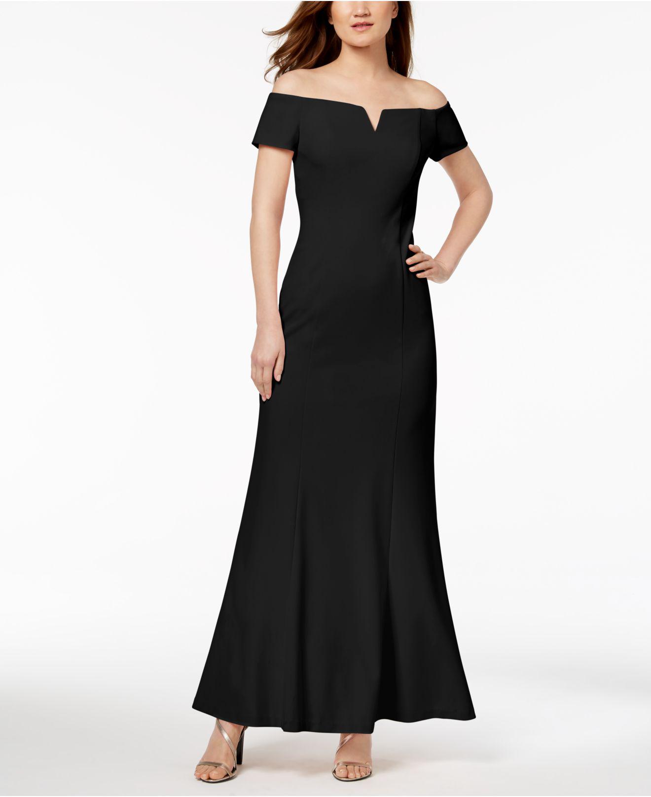 calvin klein off the shoulder gown