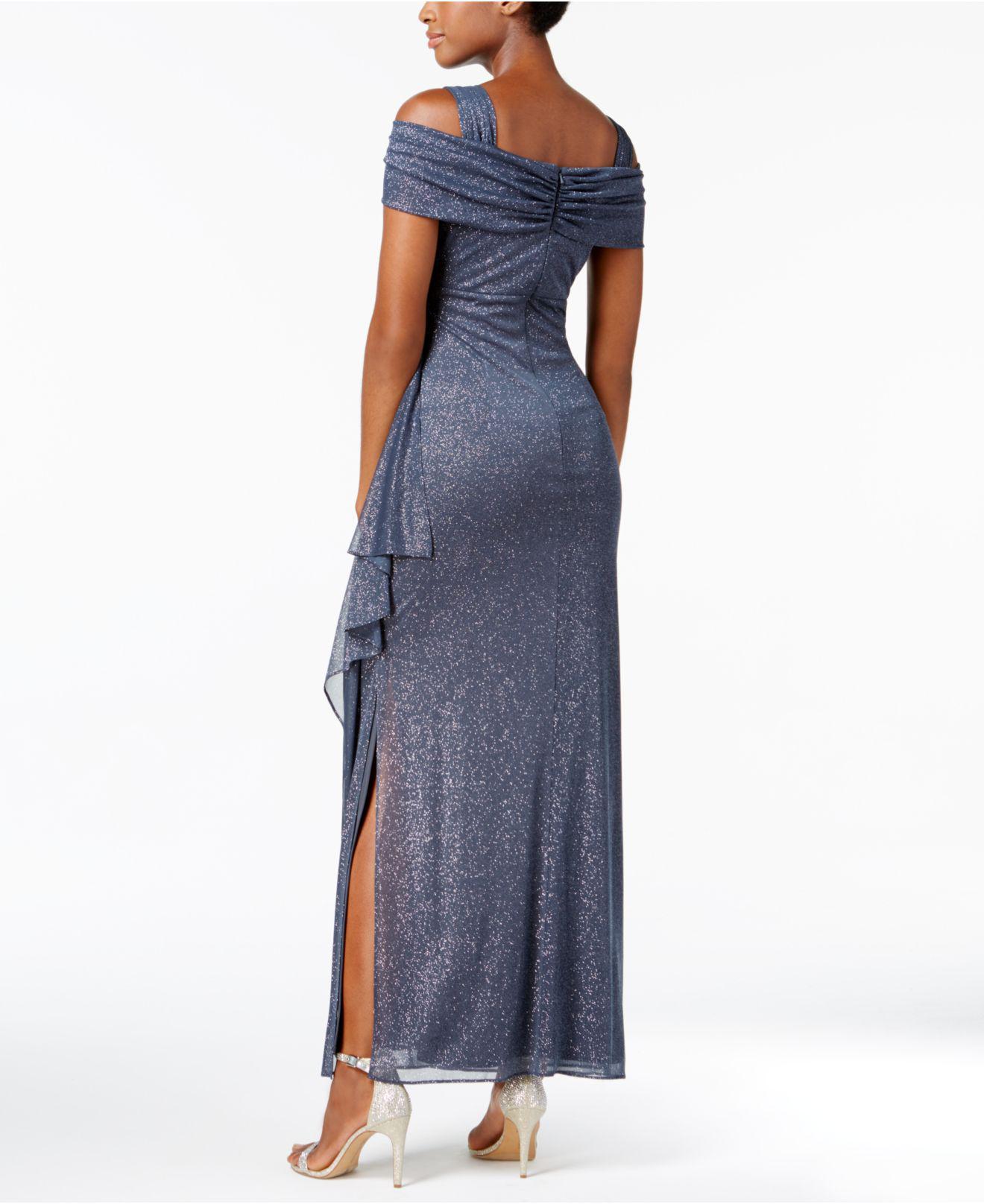 NWT-Alex Evenings 132751  Gown With Sequin Shoulders And Draped Neck Orig $275