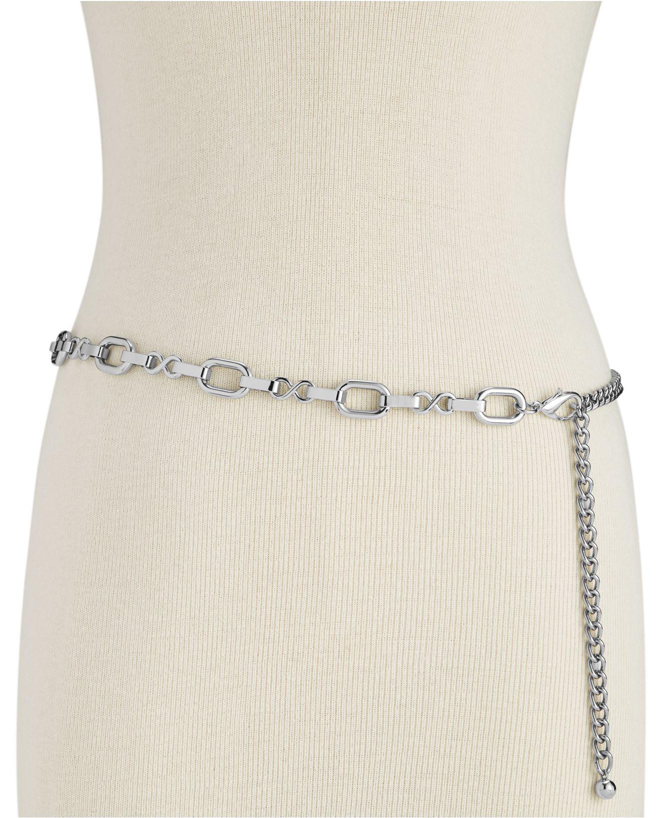 INC International Concepts Denim Metal Chain Belt, Created For Macy's