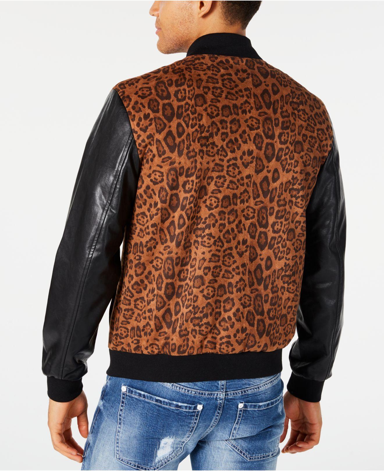 mens leopard bomber jacket