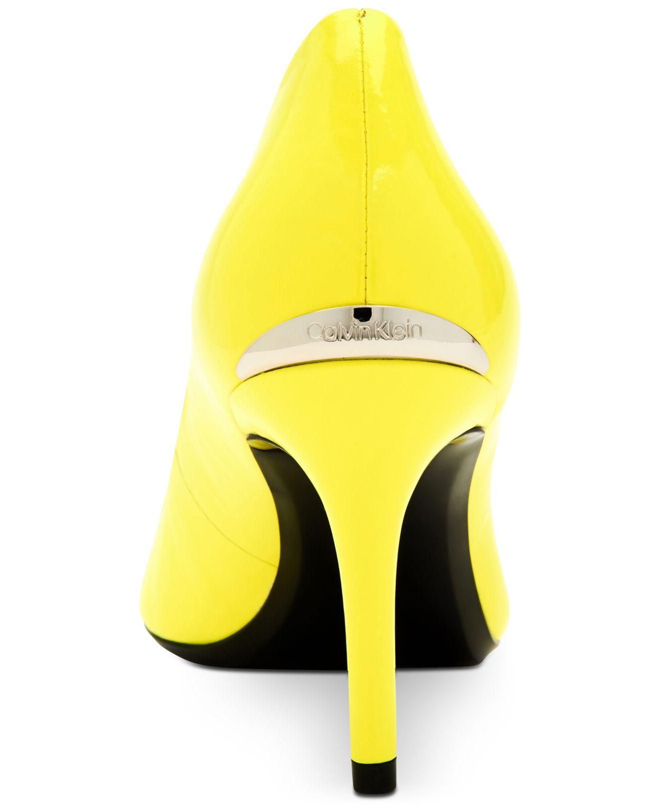 Calvin Klein Gayle Neon Leather Pumps in Yellow | Lyst
