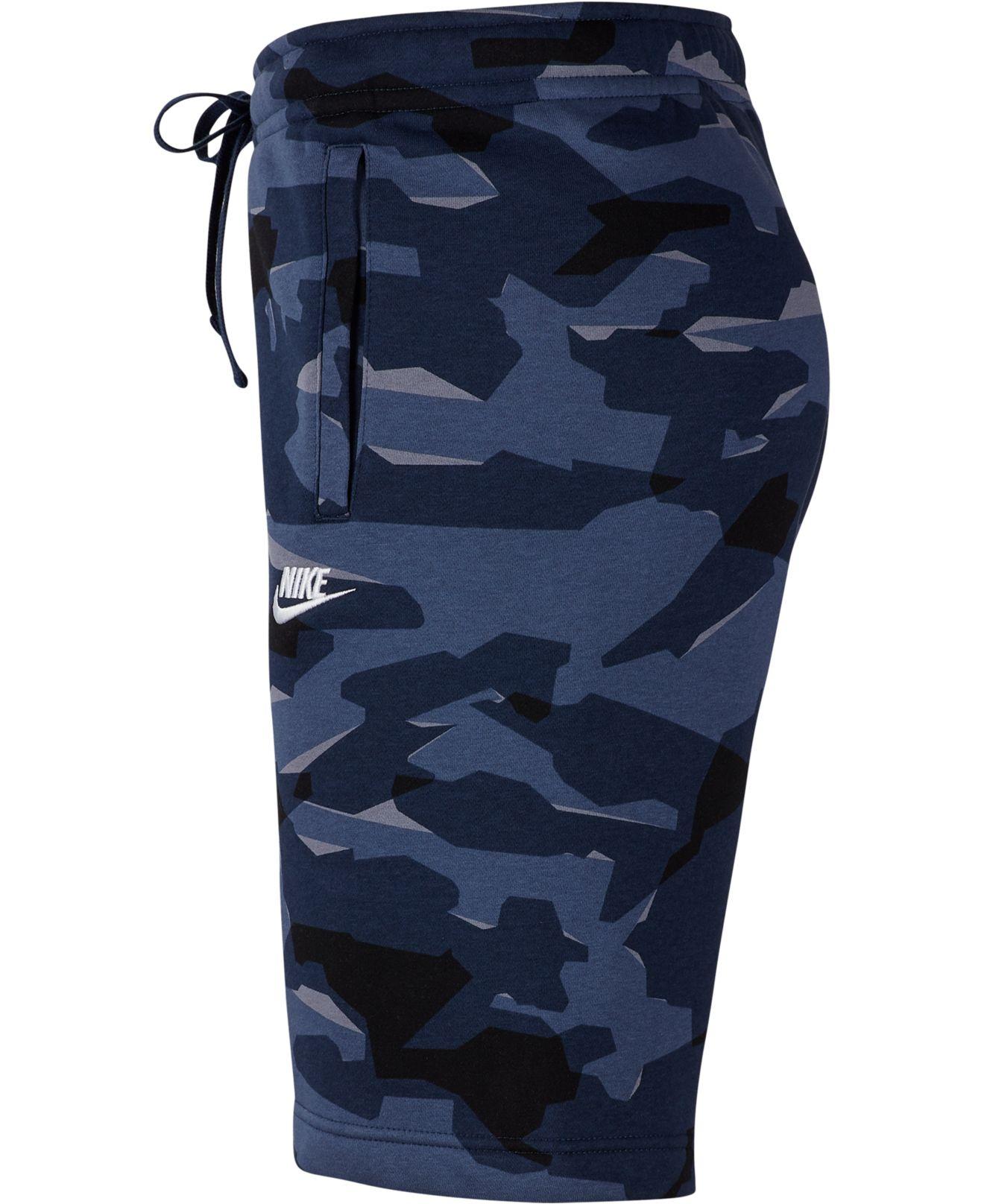 Nike Fleece Club Camouflage - Print Sweat Shorts in Navy Camo (Blue ...