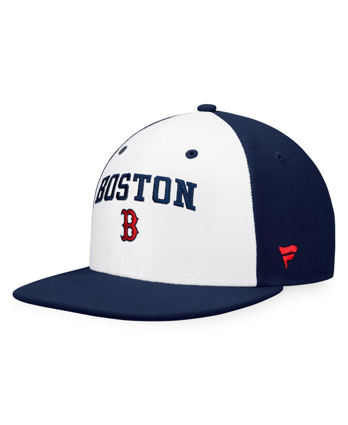 Fanatics Branded White And Navy Boston Red Sox Iconic Color Blocked Fitted  Hat in Blue for Men