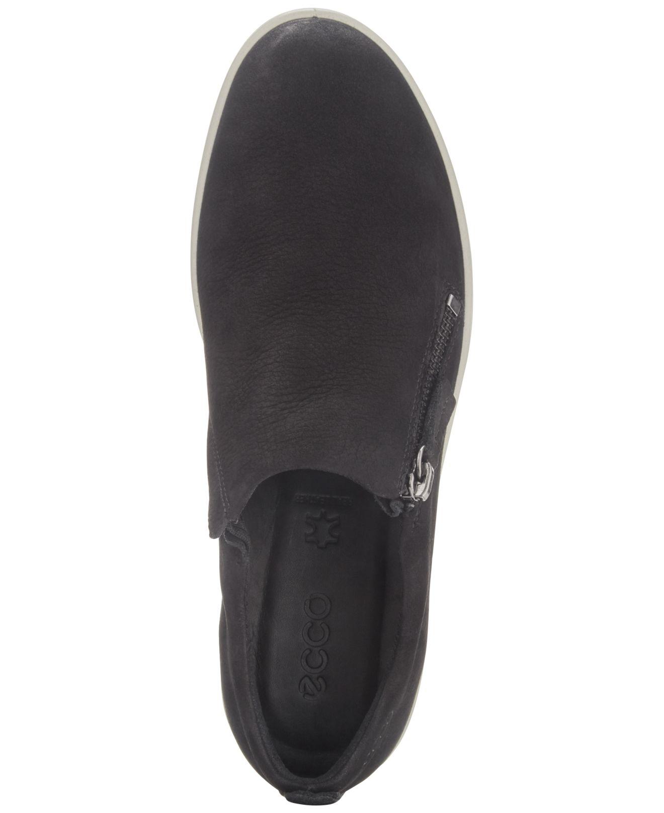 Ecco Leather Women's Fara Zip Slip-on Sneakers in Black - Lyst