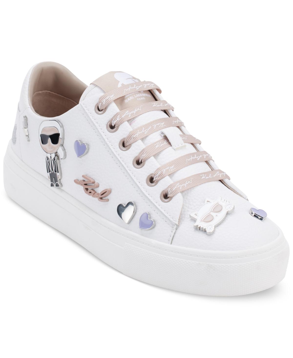 Karl Lagerfeld Cate Lace up Embellished Low top Sneakers in White