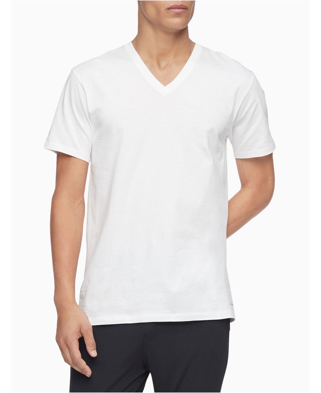 Calvin Klein Cotton 5-pk. Classic V-neck Undershirts in White for Men ...