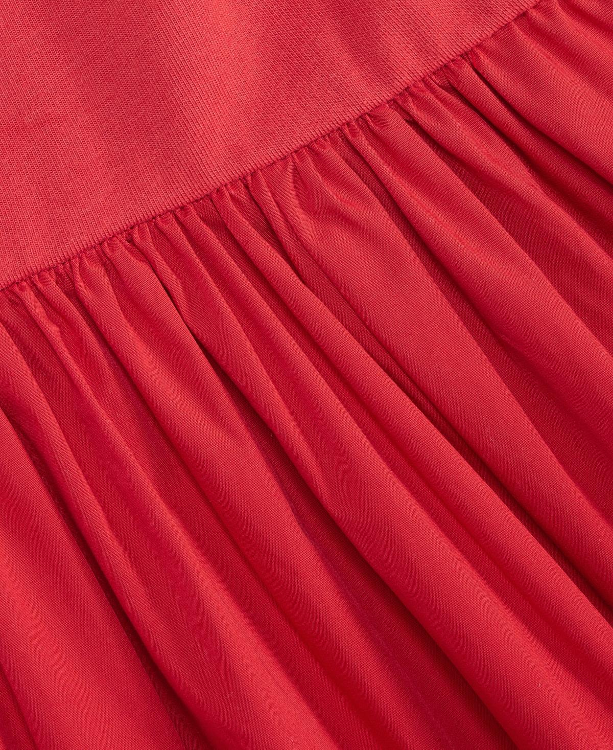on 34th women's mixed-media short-sleeve midi dress reviews On 34th Short-sleeve Curved-waist Mixed-media Midi Dress in Red