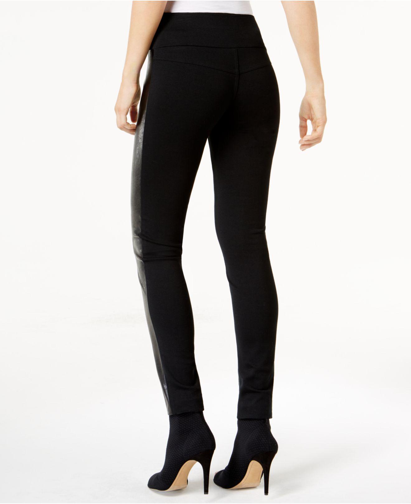 faux leather front pants