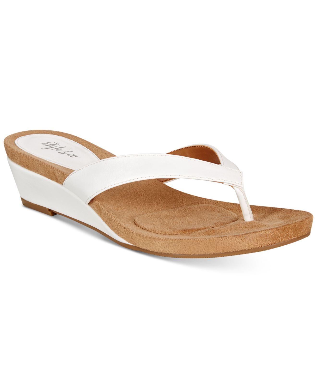 Style & Co. . Haloe2 Wedge Thong Sandals, Created For Macy's in White