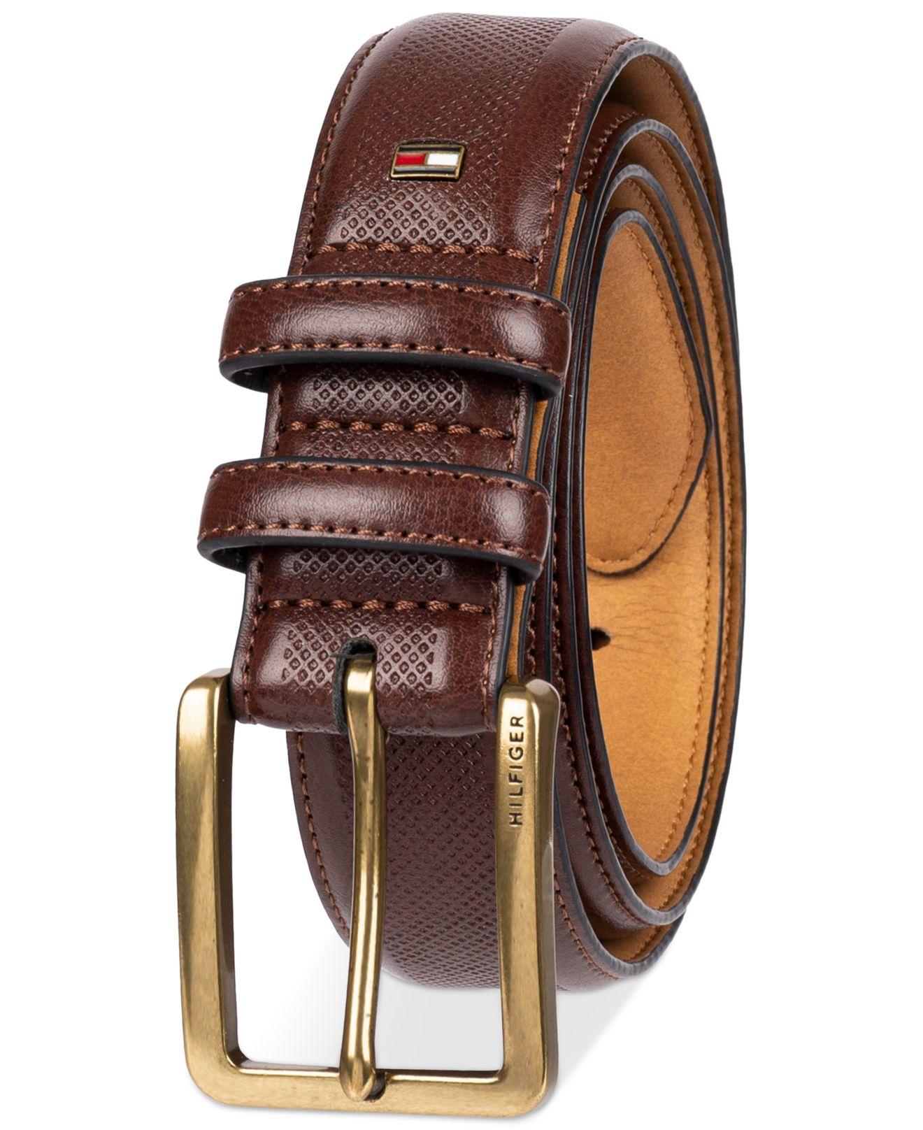 Tommy Hilfiger Double-loop Feather-edge Belt in Brown for Men