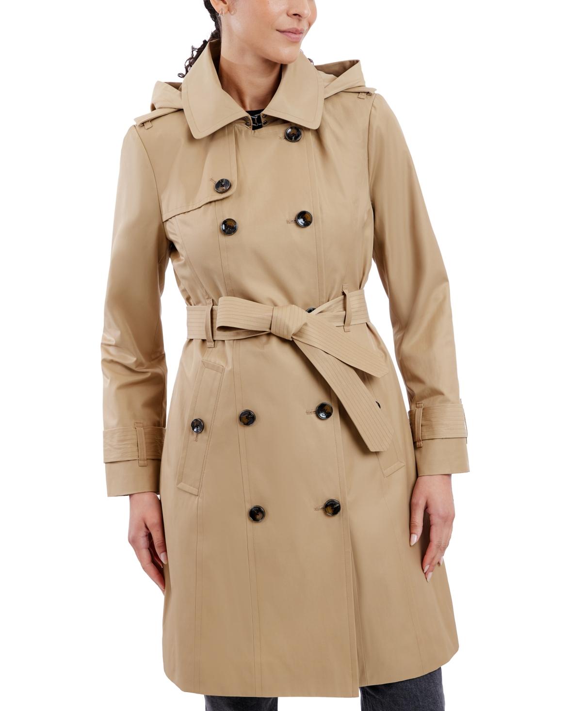 London Fog Double breasted Hooded Trench Coat in Natural Lyst