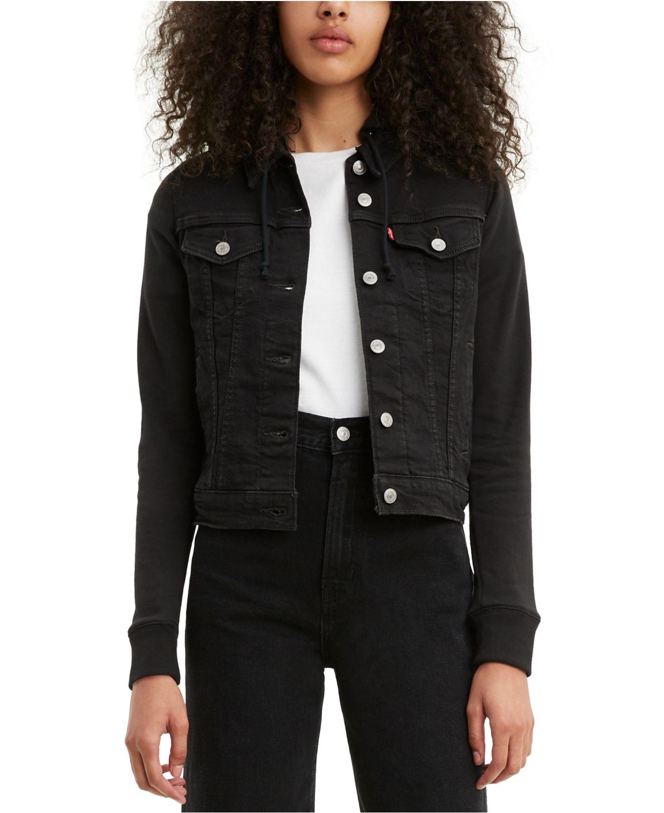 Levi's Denim Hoodie Trucker Jacket in Black