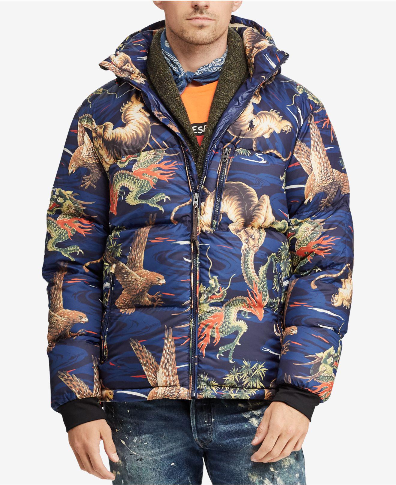 Polo Ralph Lauren Fleece Go Tiger Print Down Jacket in Blue for Men - Lyst
