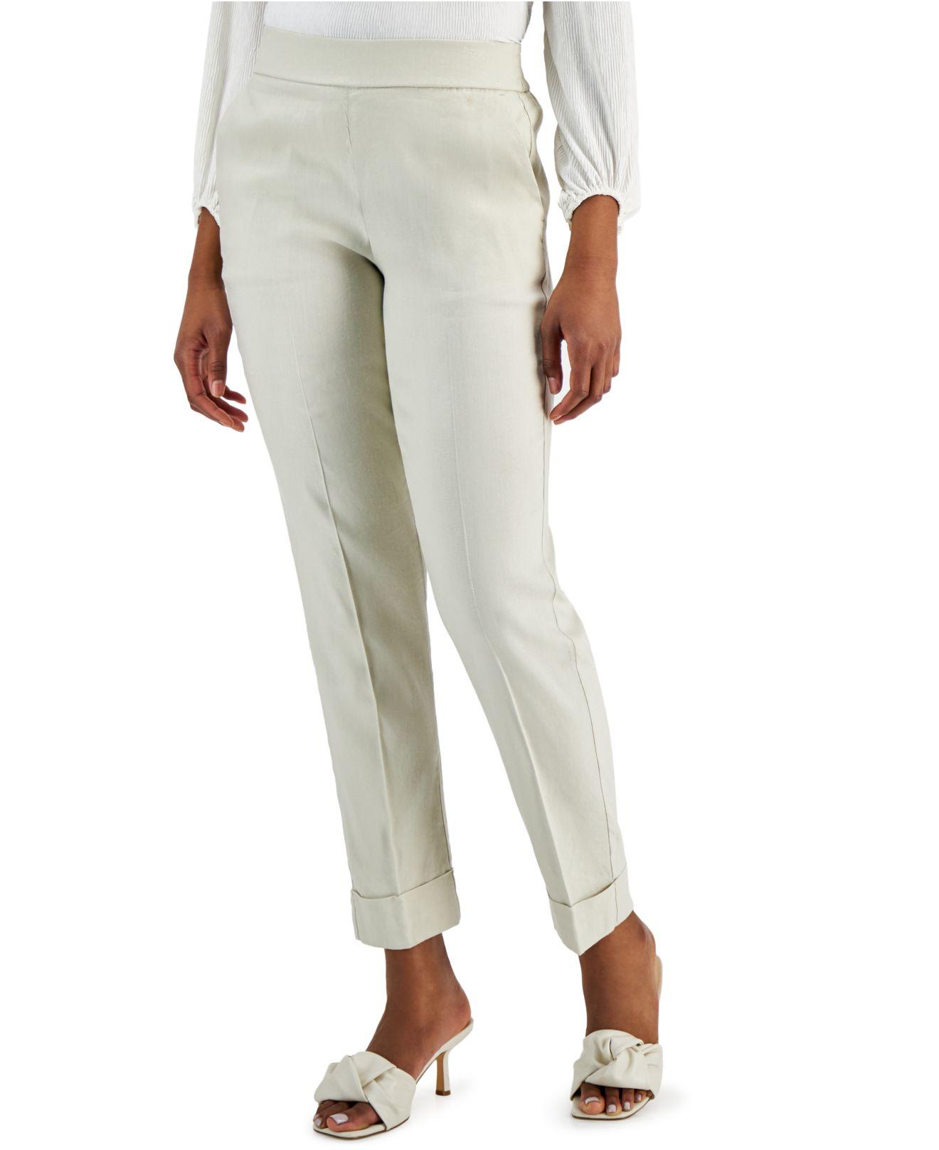 Alfani Linen Pull-on Straight-leg Pants 