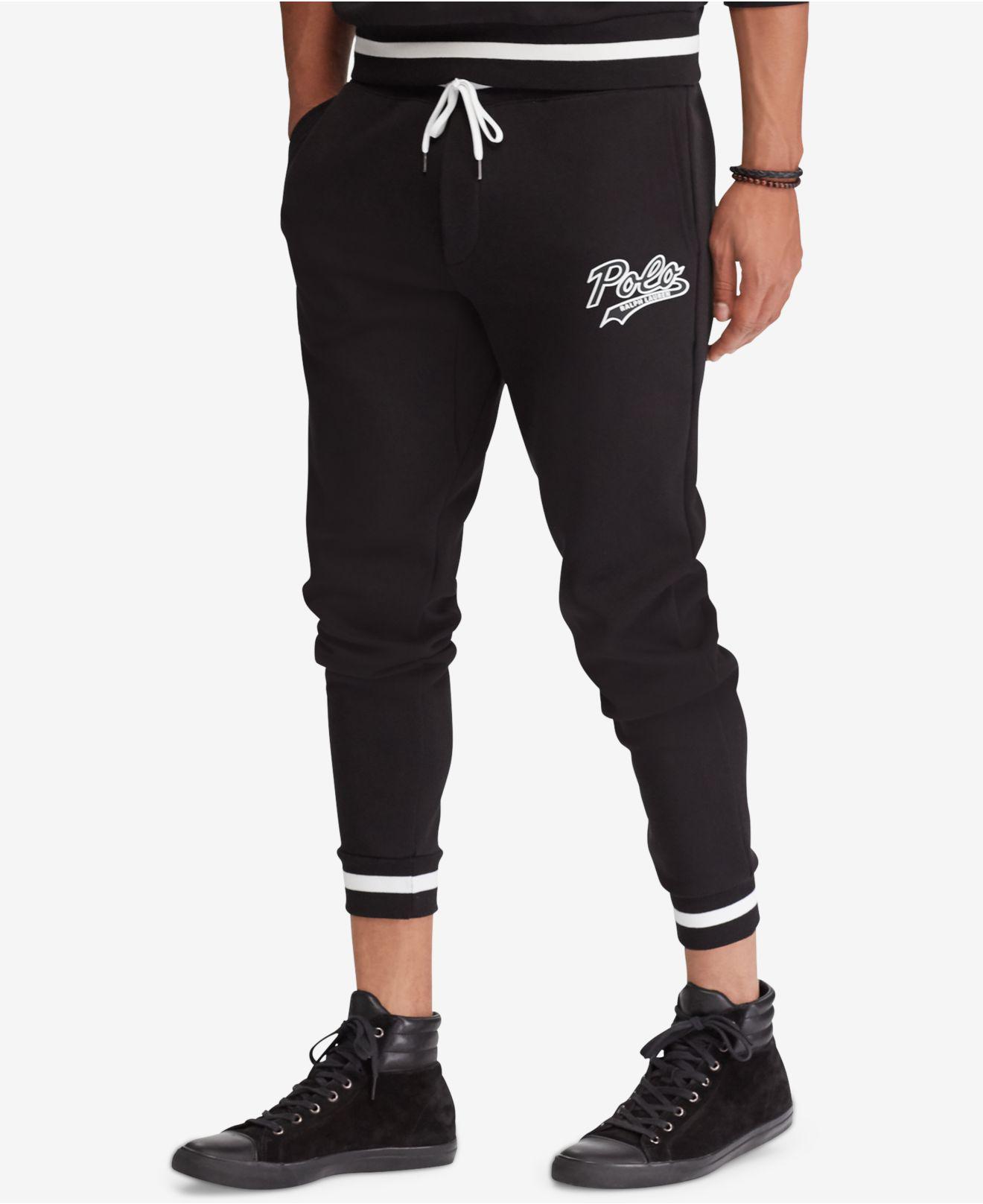 Polo Ralph Lauren Synthetic Double-knit Graphic Jogger Pants in Black for Men - Lyst