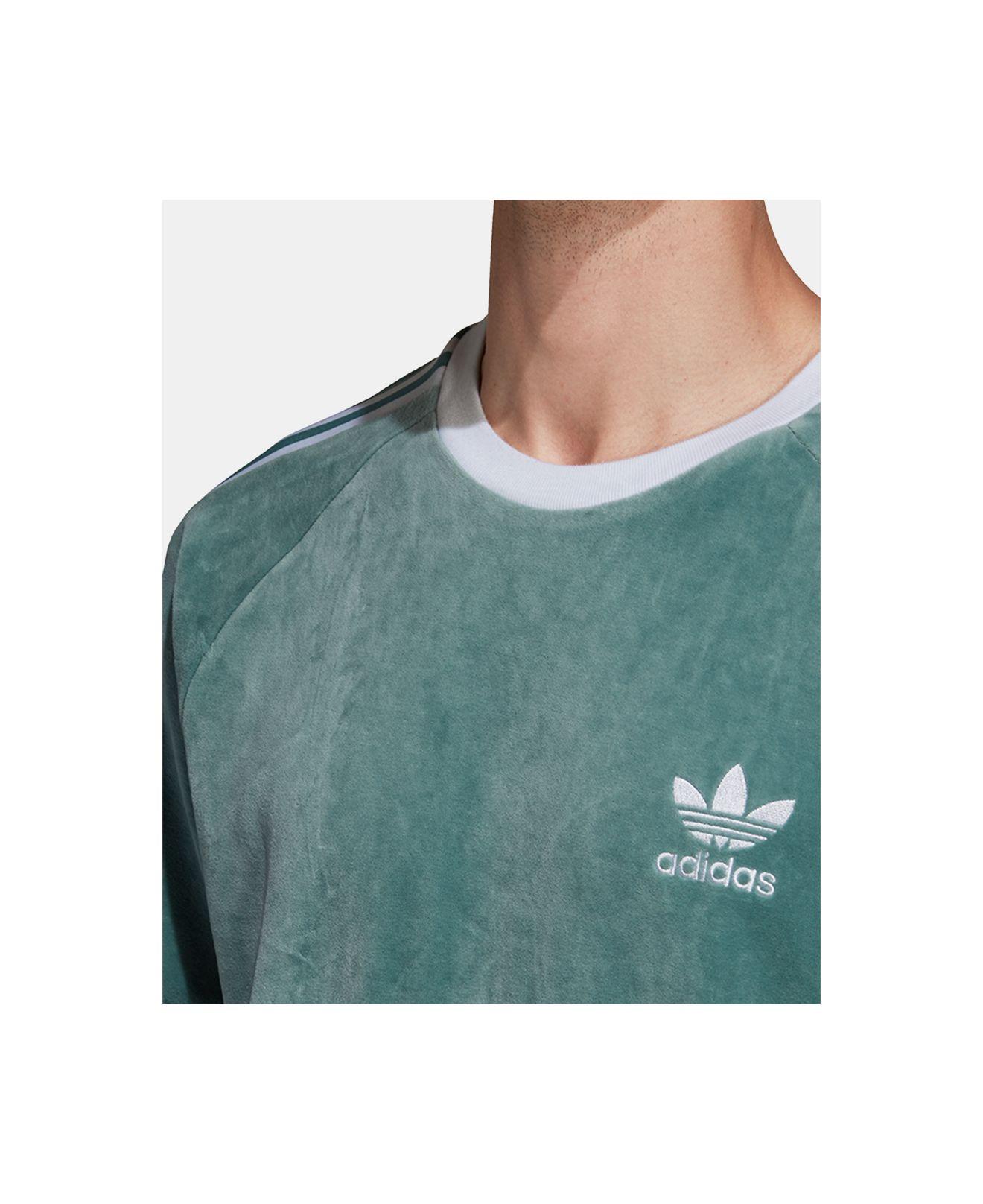 adidas Cotton Adicolor Velour T-shirt in Green for Men - Lyst