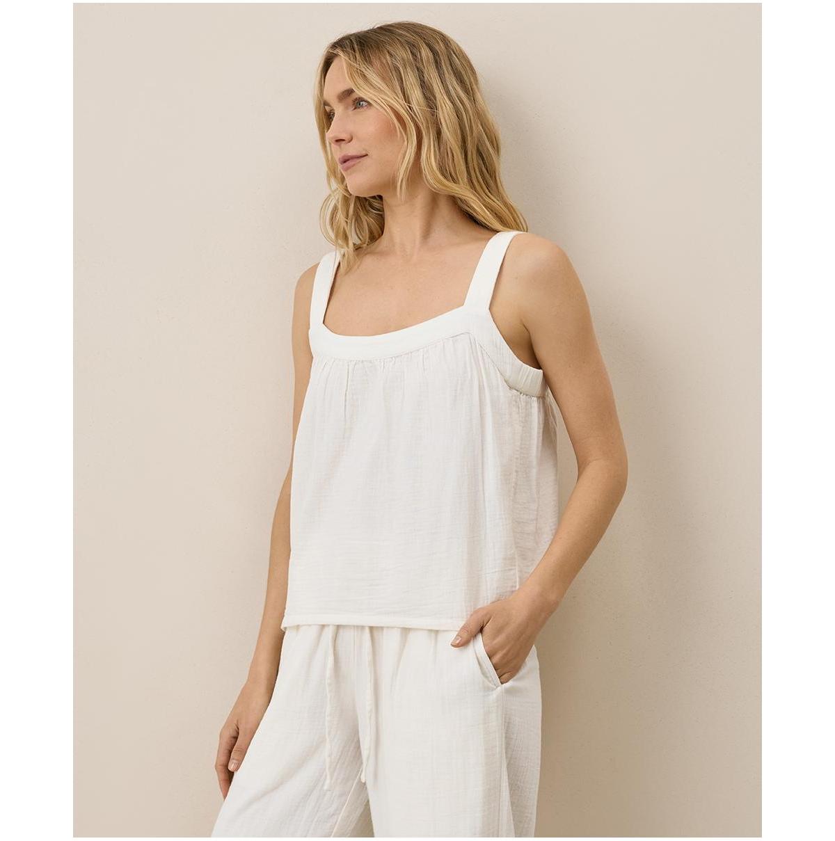 売れ筋商品|||パクト カットソー トップス レディース Women's Organic Cotton Coastal Double Gauze Square Neck Cami French navy Pact Organic Cotton Coastal Double Gauze Square Neck Cami in