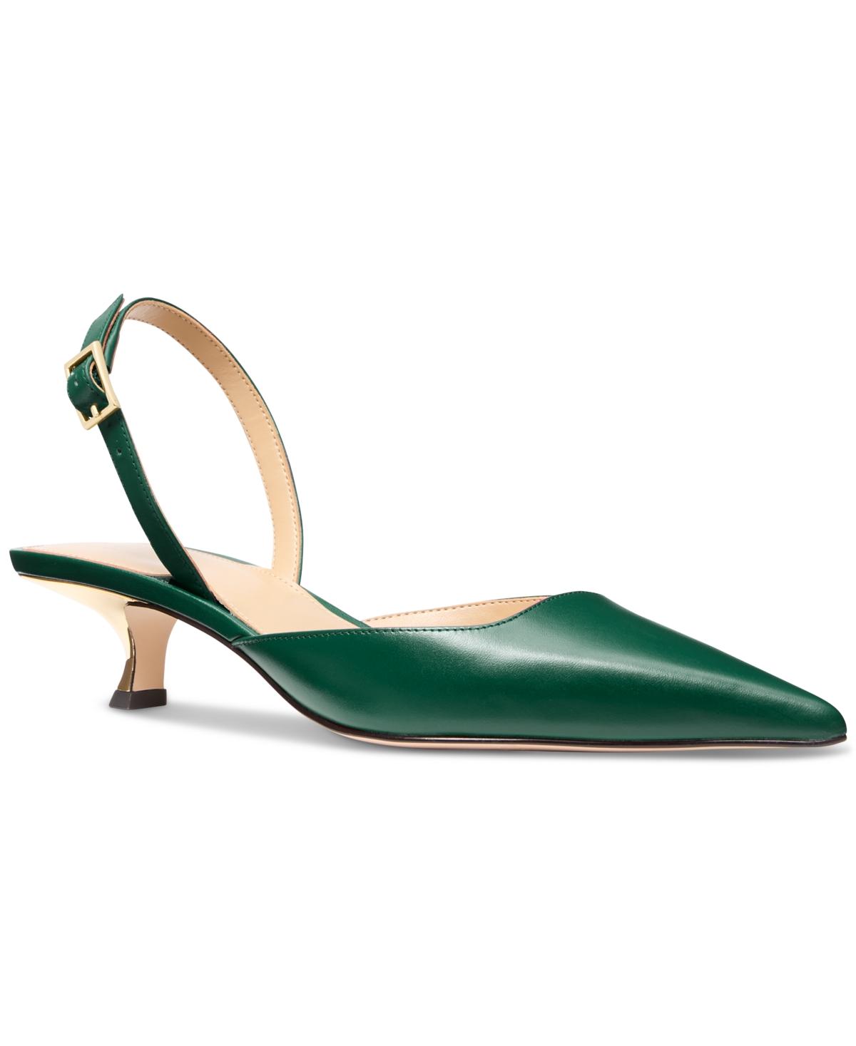 Michael Kors Michael Luna Slingback Kitten-heel Pumps in Green Lyst