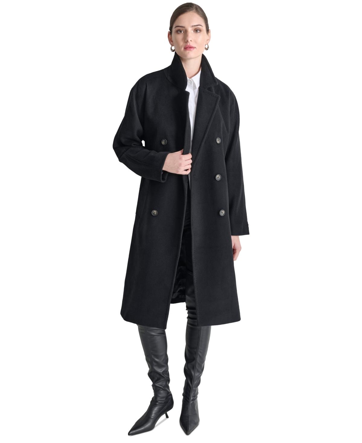 DKNY Double breasted Belted Wrap Coat in Natural Lyst