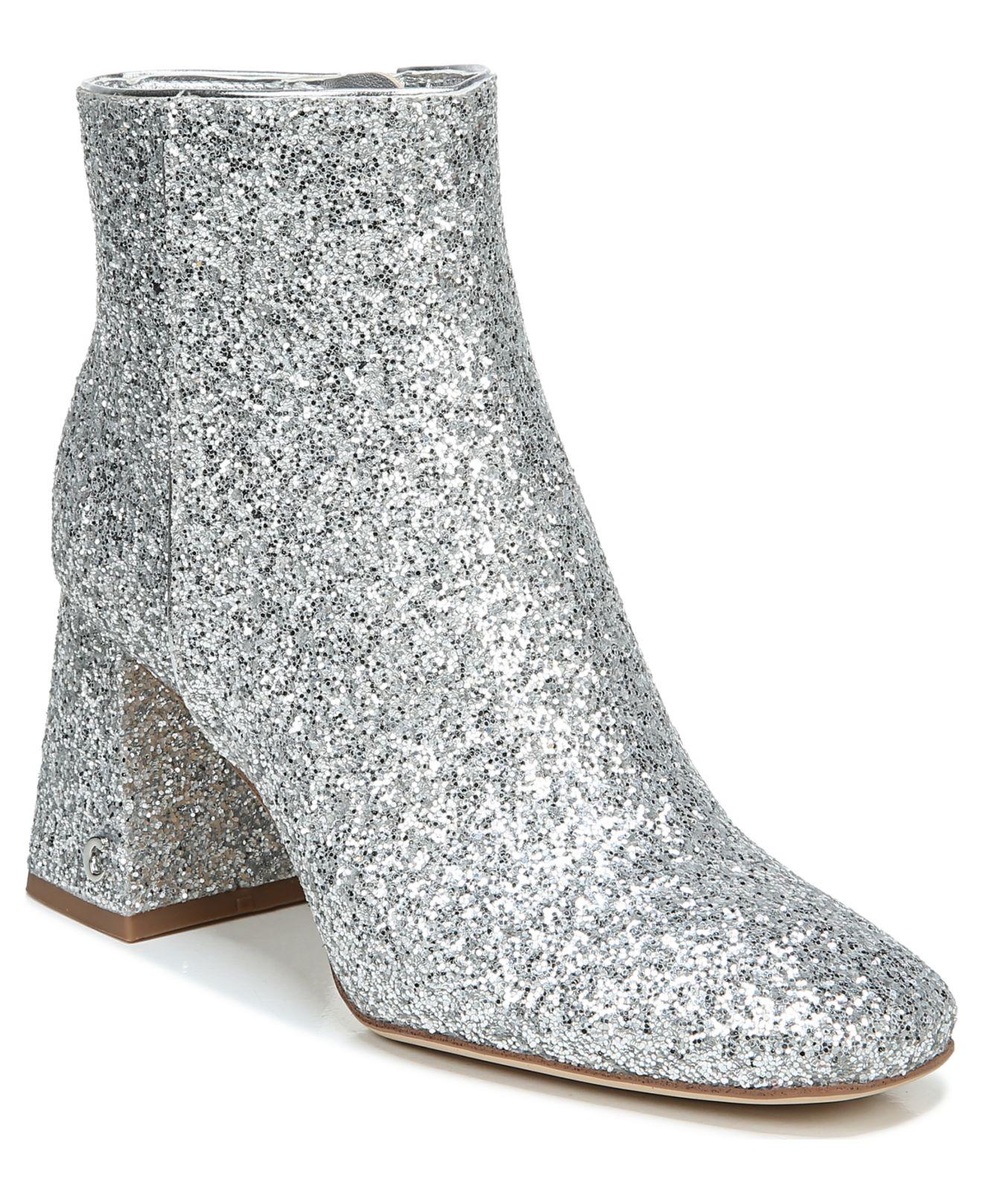 Circus by Sam Edelman Kate Square-toe Booties in Soft Silver Glitter ...