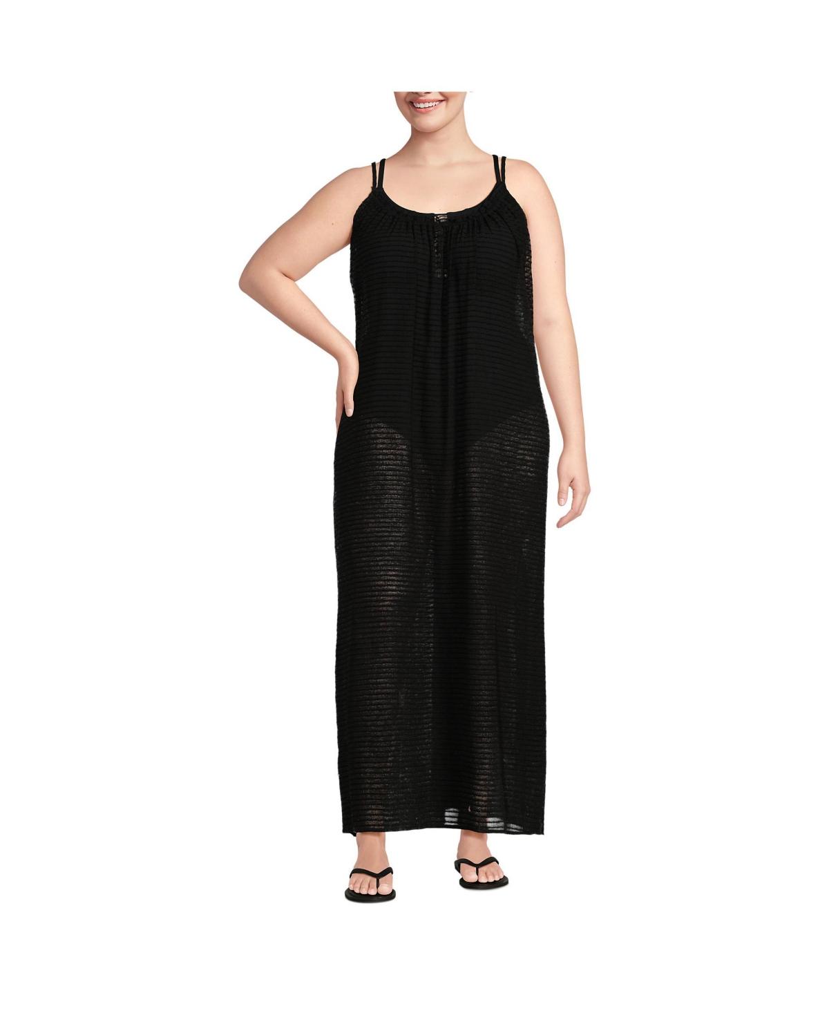 Macys plus size swim cover up best sale