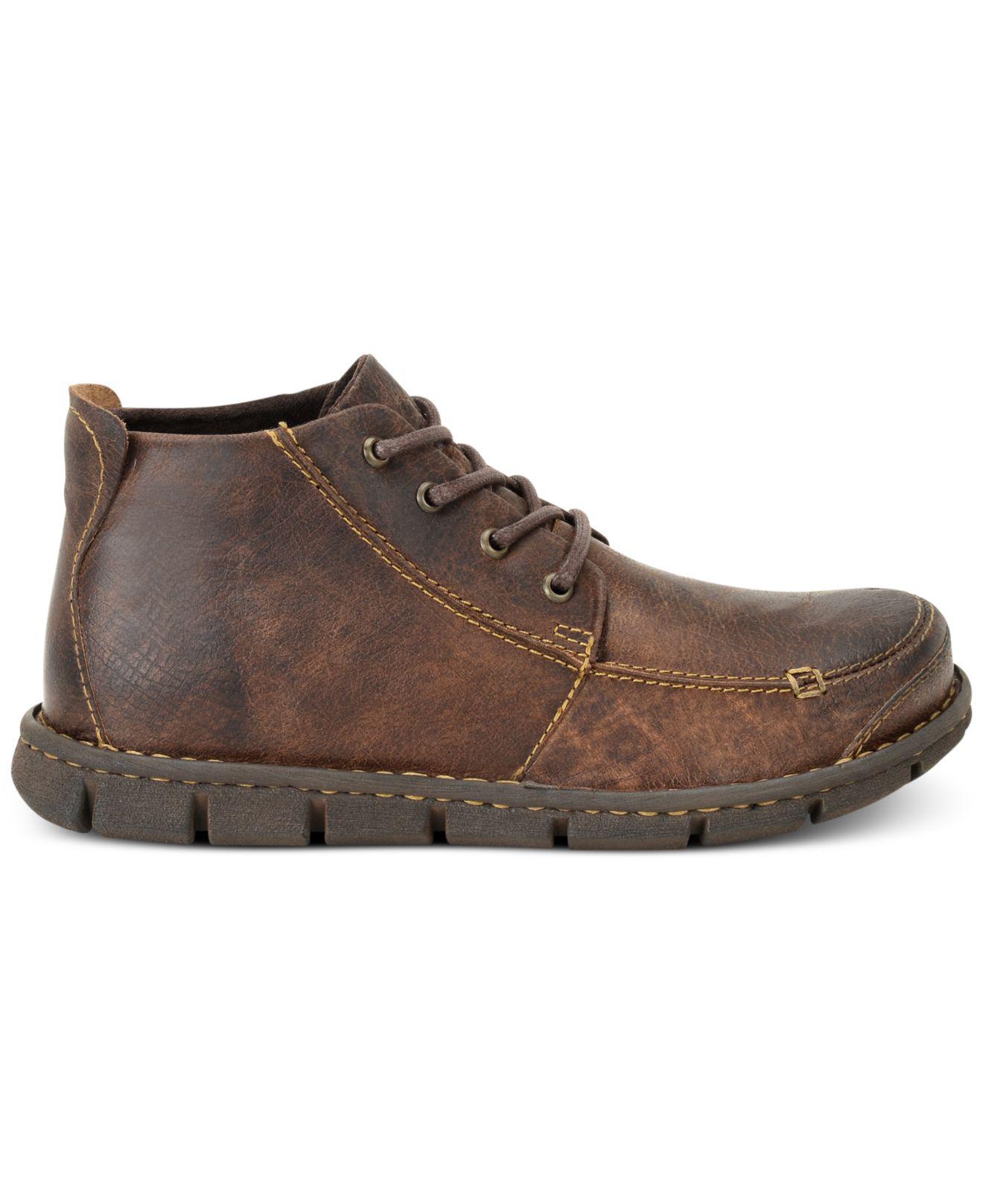 Born Leather Men's Neuman Moc-toe Chukka Boots in Dark Brown (Brown ...