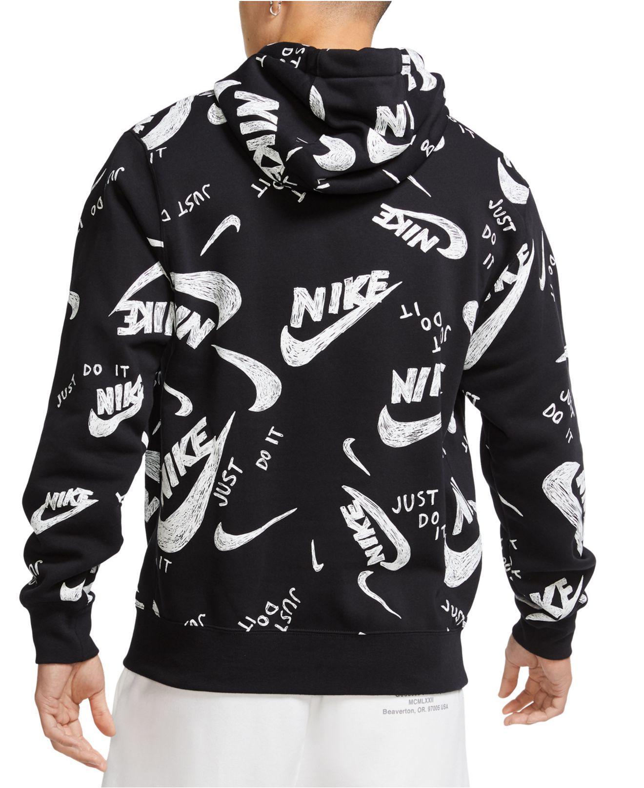 Nike Sportswear Club Fleece Logo-print Hoodie in Black/White (Black) for  Men | Lyst
