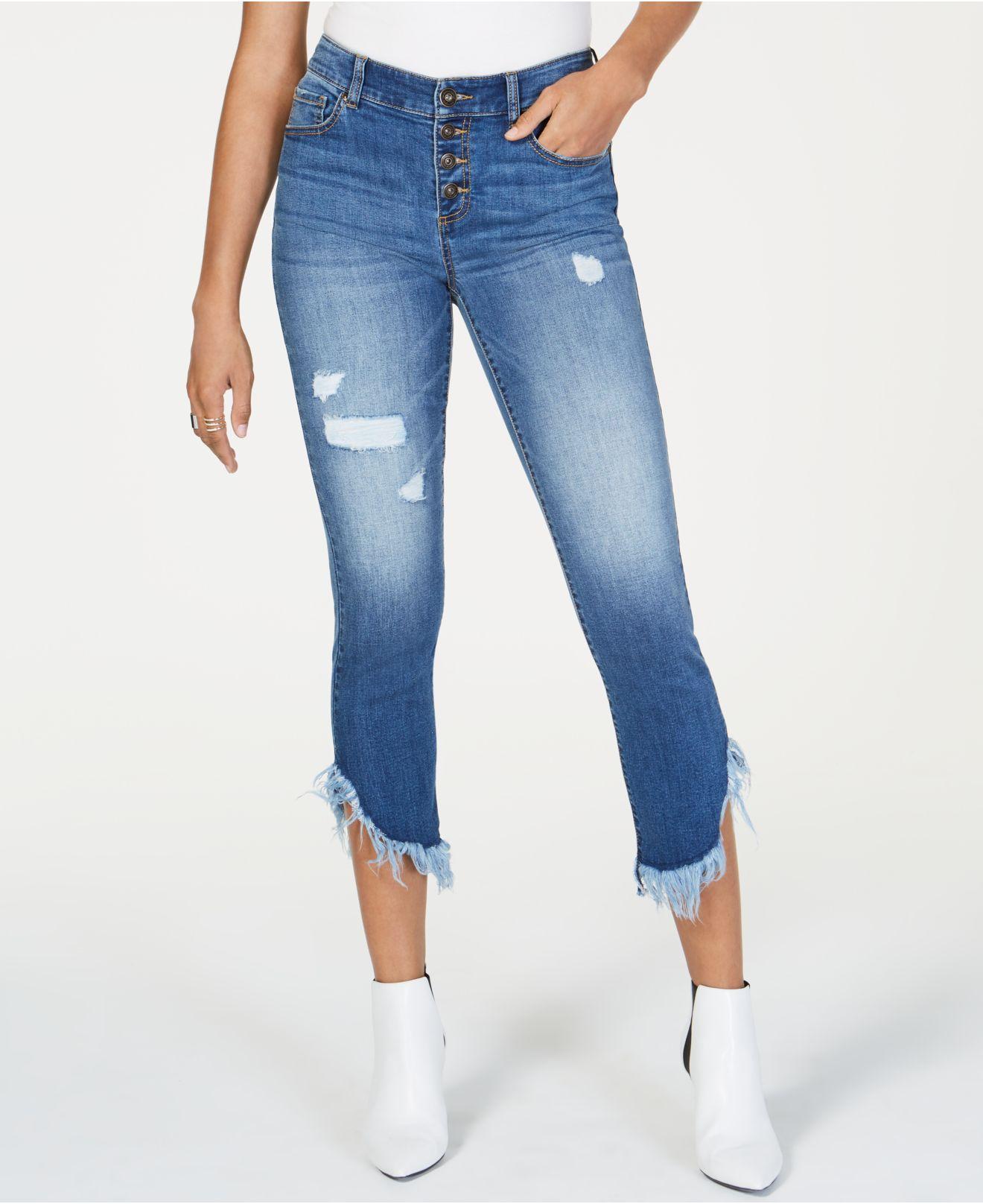 INC International Concepts Inc Curvy Fringe-hem Button-front Straight-leg  Jeans, Created For Macy's in Blue | Lyst