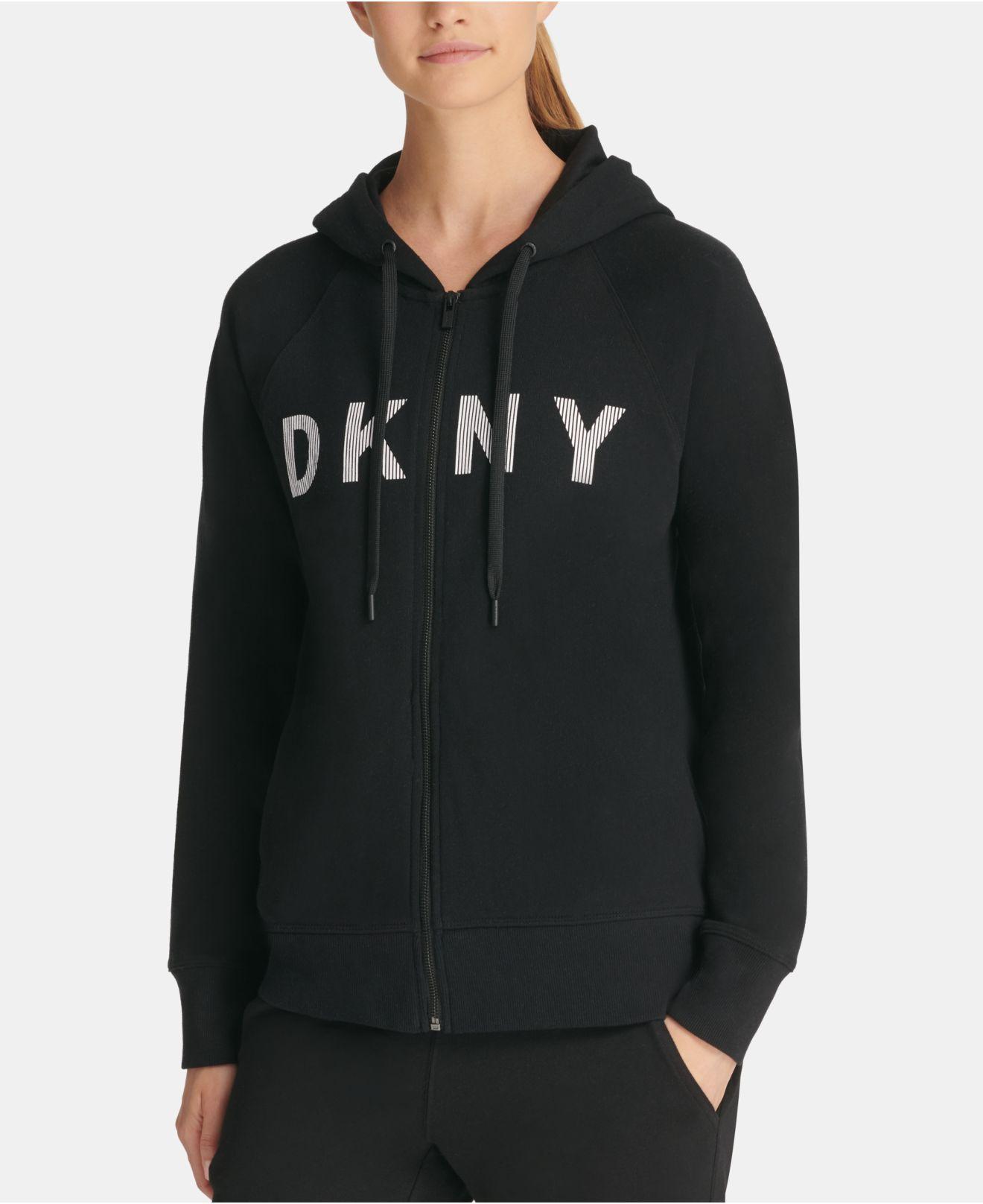 DKNY Cotton Logo Zip Hoodie in Black - Save 2% - Lyst
