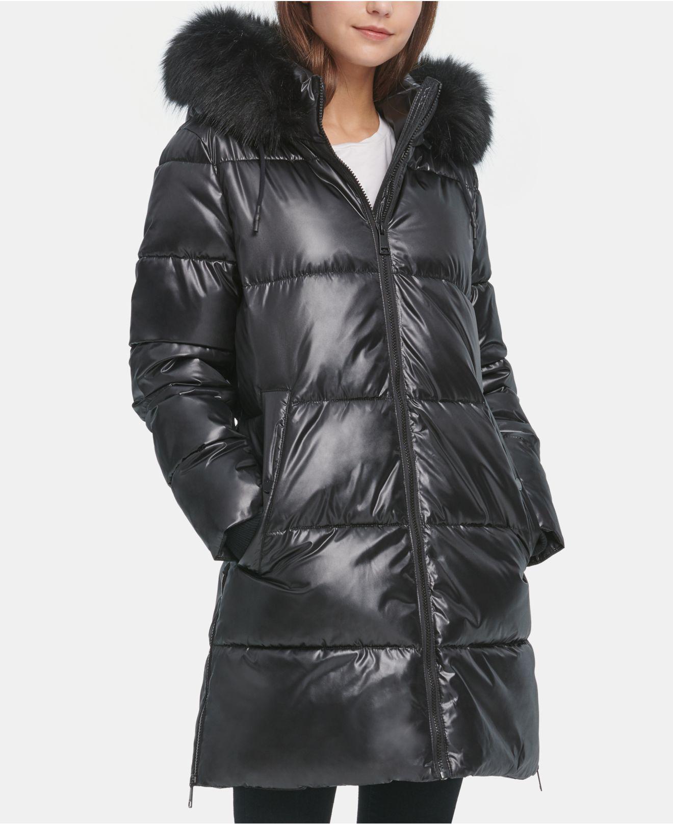 black shine puffer coat