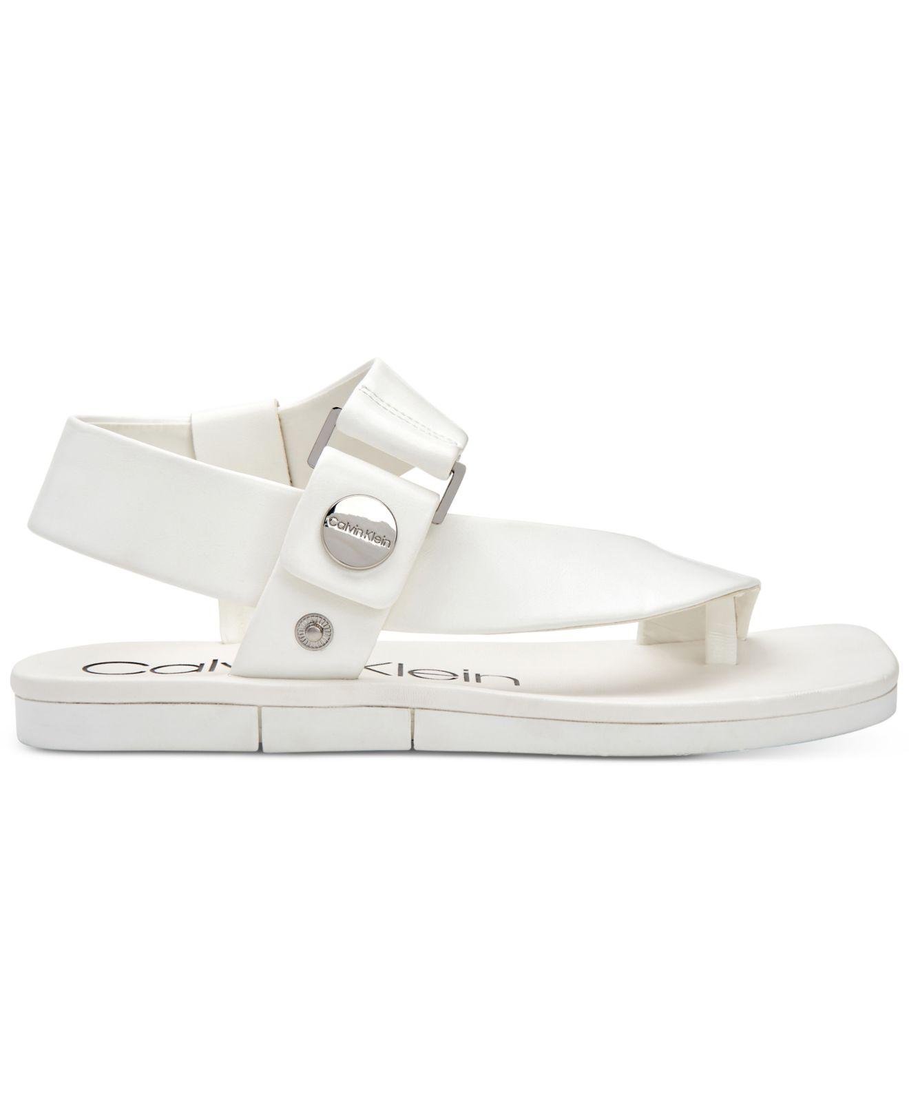 calvin klein rikki leather cross strap sandals