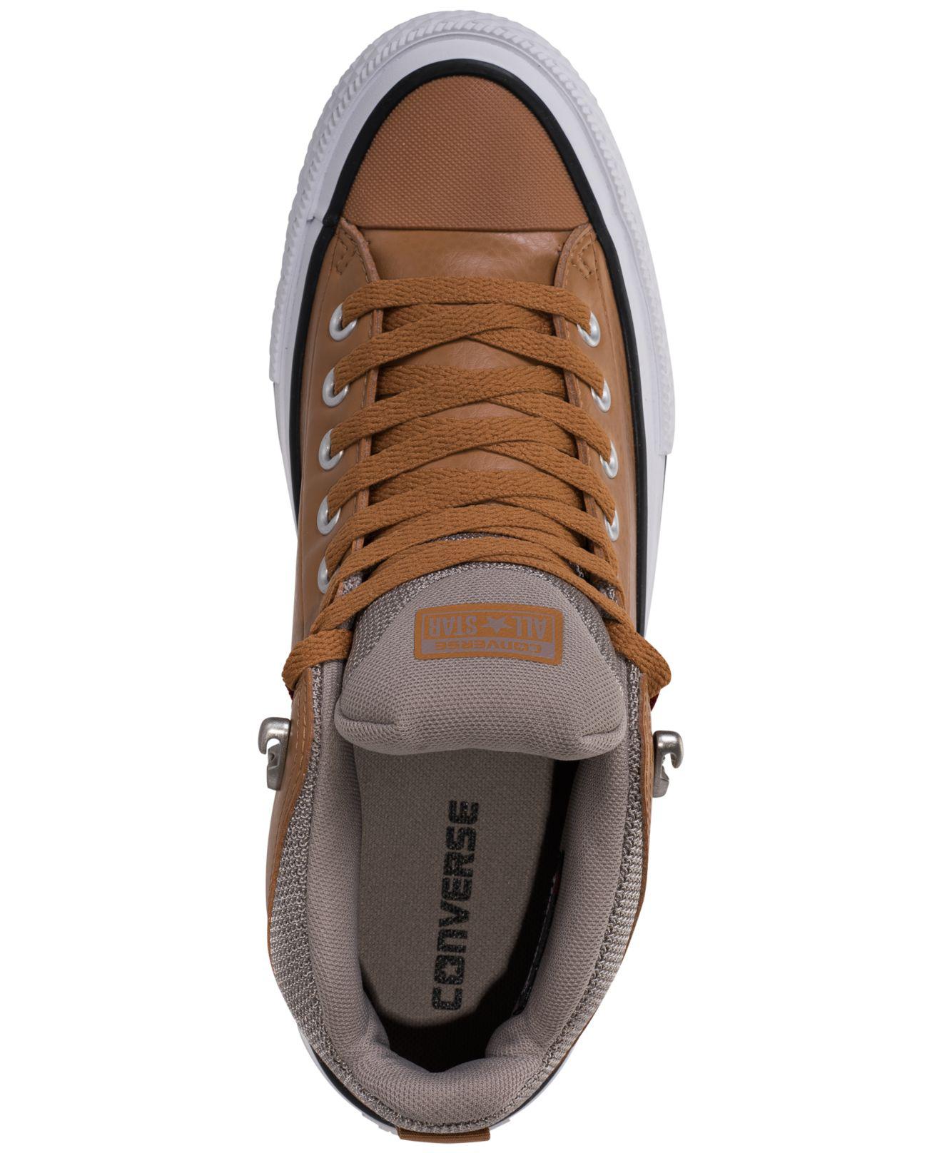 converse street mid leather brown