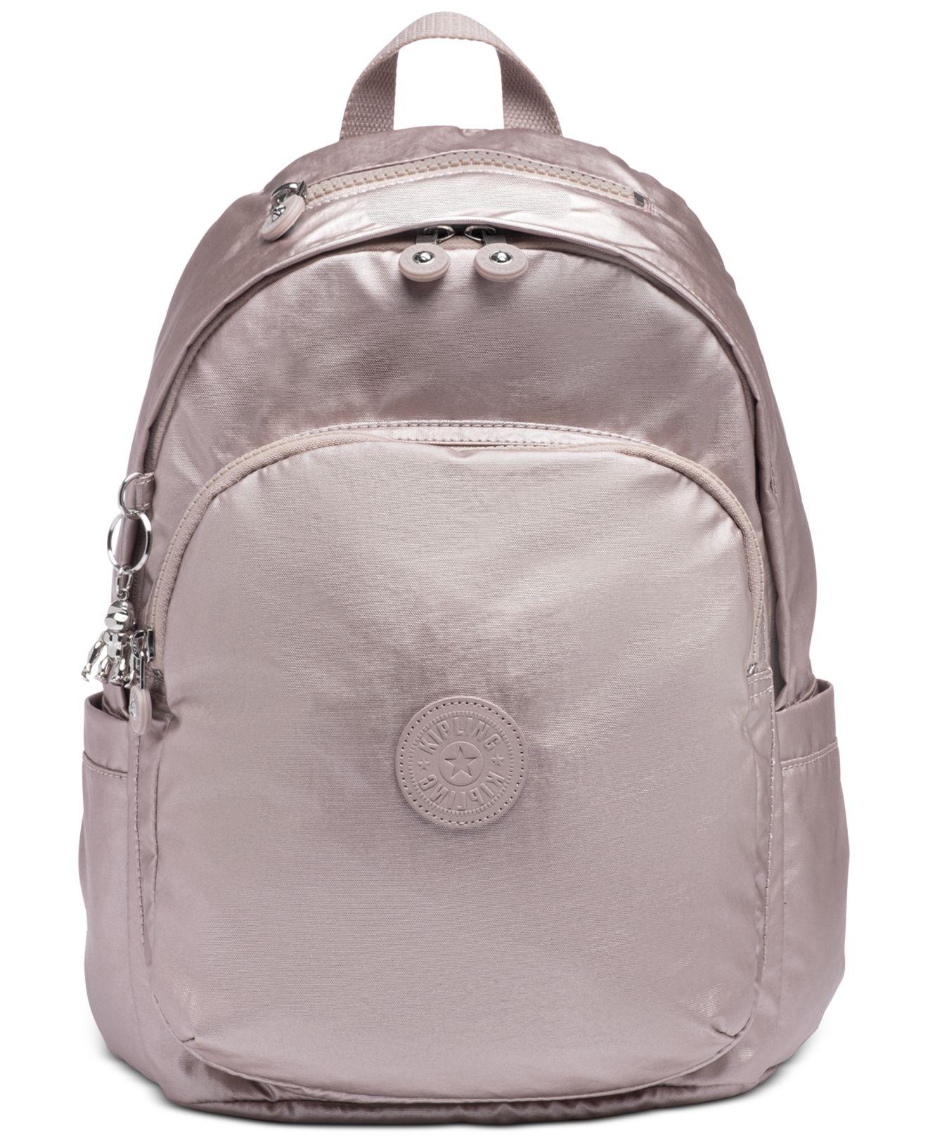 Kipling Synthetic Delia Backpack in Metallic Rose/Silver (Metallic) Lyst