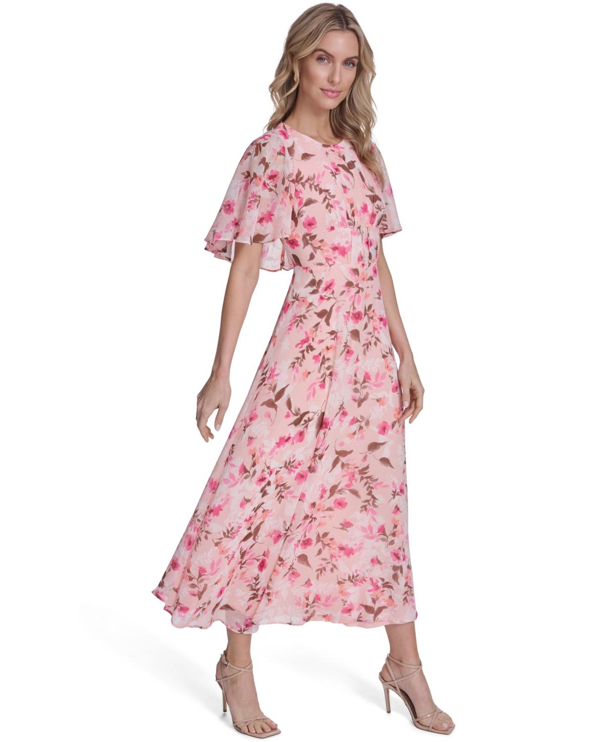 chinese dress ladies Calvin Klein Women's Tulip Sleeve A-Line Midi Dress, Black, 2 at Amazon  Women's Clothing store main image 1