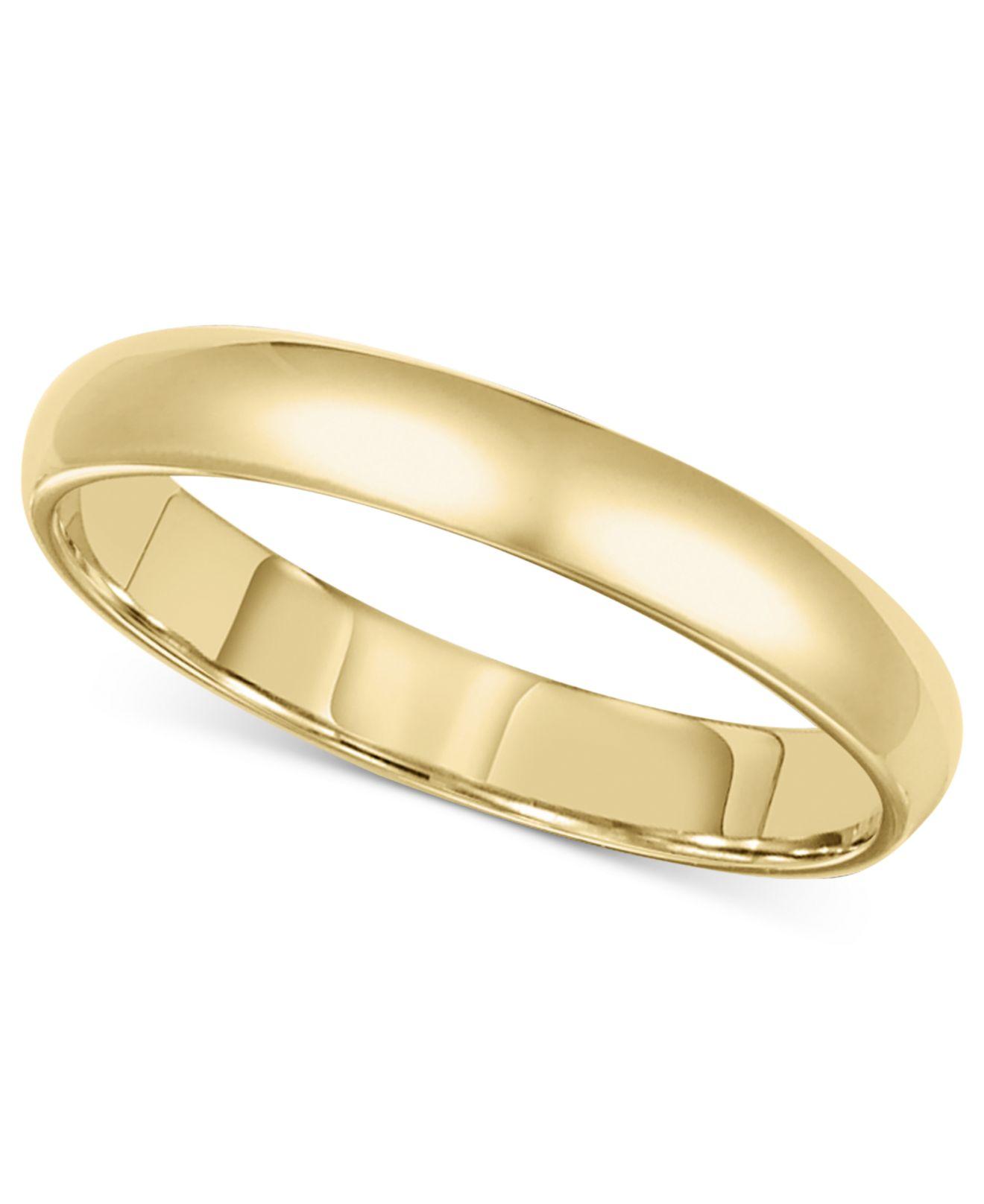 Macy's 14k Gold Ring, 3mm Comfort Fit Wedding Band in Yellow Gold